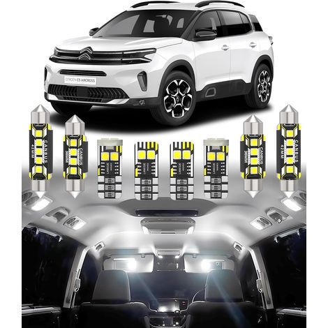 10pcs Interior LED Light Kit Replacement for Citroen C5 Aircross MK1 2018 2019 2020 2021 2022 Interior Lighting White 6000K (1/5)