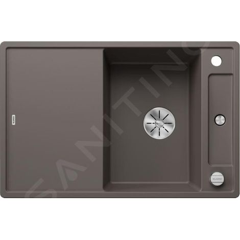 Evier Blanco Axia III 45S Silgranit - GRIS VOLCAN - Accessoire : Planche en frêne (1/4)