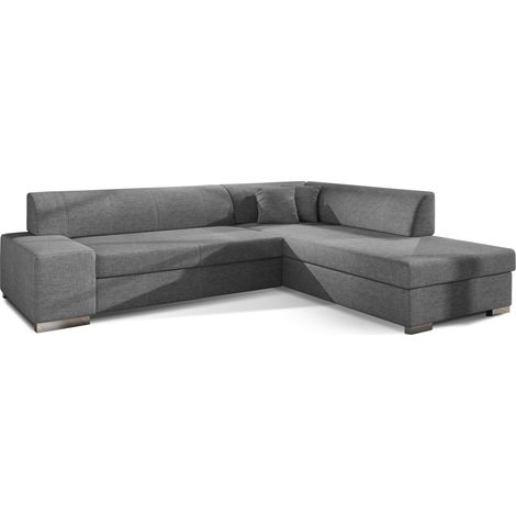 Canapé convertible moderne angle droit tissu gris clair chiné Plazo 278cm (1/5)