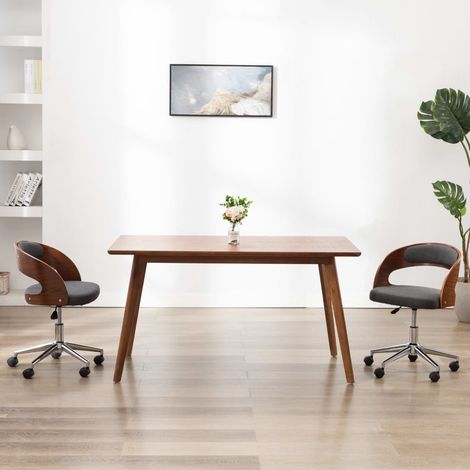 Chaise de bureau pivotante Fauteuil gamer - Chaise d'ordinateur Gris Bois courbé et tissu BonneVie-24108 (1/5)