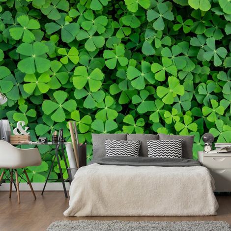 Papier peint trèfle vert - 350 x 245 cm (1/4)