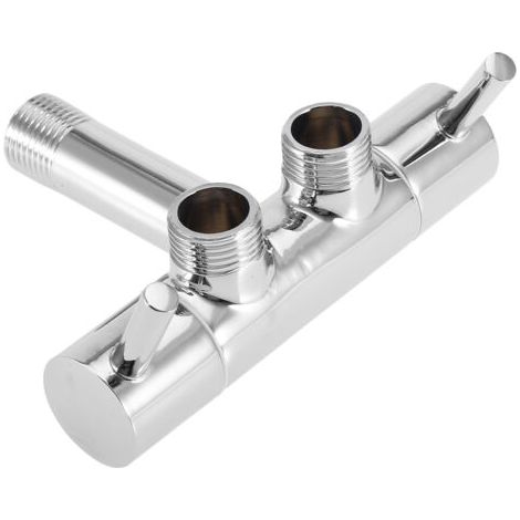 Vanne de commande multifonction tout en cuivre avec une entrée et deux sorties, double sortie et double interrupteur, vanne d'angle de toilette pour bidet, vanne de commande de pistolet de pulvérisati (1/5)