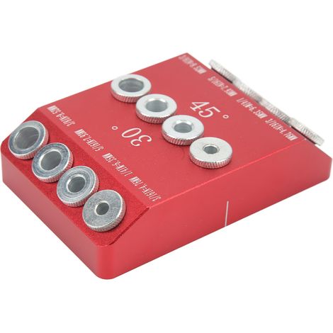 4 tailles Gabarit de perçage pour trous de poche Haute dureté Portable Opération simple Guide de perçage 30 45 90 degrés Rouge (1/5)