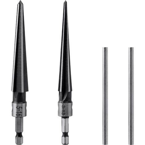 Lntyq Lot de 2 alésoirs coniques 1/4" en forme de T - En acier au carbone - Alésoir à main pour frotter avec un diamètre de 3 à 13 mm, 5 à 16 mm (1/3)