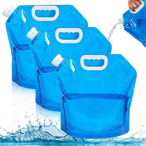Lot de 3 gourdes pliables de 10 L pour activités de plein air : camping, randonnée, pique-nique, barbecue, etc.-AquaForge (1/5)