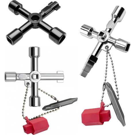 Clé Universelle Triangle, Universelle Multifonction pour Poubelle, Armoire Electrique, Boîtier Compteur, Coffret de Compteurs d'eau, Clés Techniques Professionnelles (1/5)