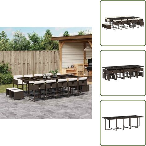 Cuscini da giardino - vidaXL Set da Pranzo da Giardino 15 pz con Cuscini Marrone Polyrattan - Rattan PE