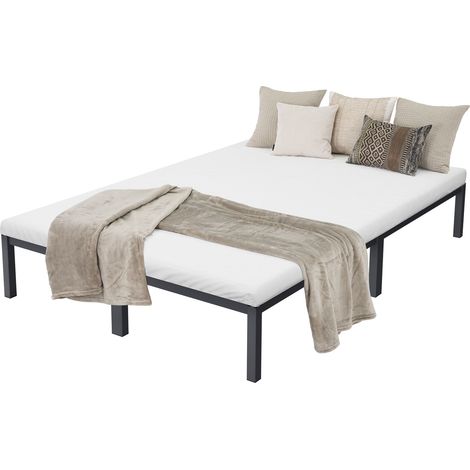 ML-Design Cama de Estructura Metalica 140x200 cm Sobre Marco de Acero Inoxidable con Somier Color Antracita Amplio Espacio de Almacenamiento Mueble Diseño Individual Ideal para Dormitorio Juvenil (1/5)