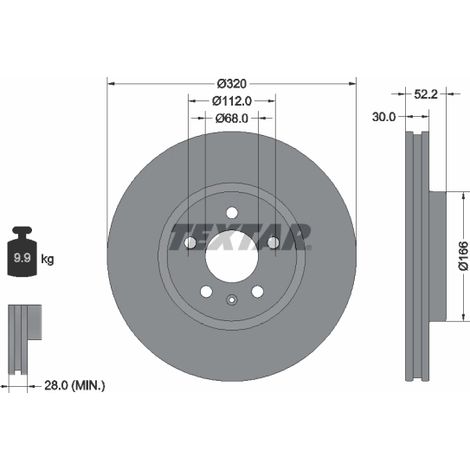 Lot de 2 Disques de frein Textar 92160005 AUDI 4GD615301 8K0098301G 8K0615301A