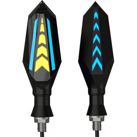 Clignotant Moto LED, 2 Pièces 12V Étanche Clignotant Universel Clignotant Moto, Double Sided Light Amber Plus Blue, LED Clignotants Lumières pour Moto Scooter Quad Cruiser Off Road (1/5)