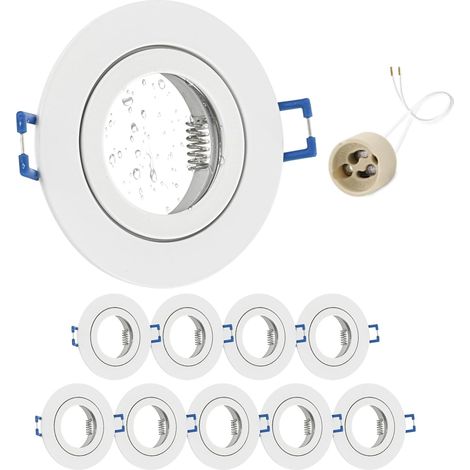 4x Spot LED Encastrable IP65 Cadre Avec Douille GU10, Spots de plafond en Fer Nickel brossé, Rond plat Spots Salle de bain spot cadre d'encastrement 68mm pour extérieur- intérie (1/5)