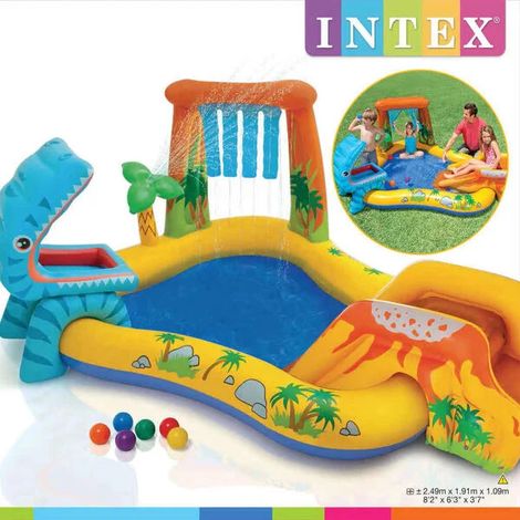 Piscine gonflable Intex sur le thème des dinosaures, 249 x 191 x 109 cm, référence 57444NP (1/5)