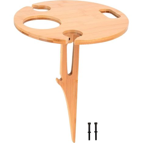 Table à vin Pliante extérieure, Mini Table de Pique-Nique en Bambou Portable insérée au Sol Table à vin de Plage Pliante (1/5)