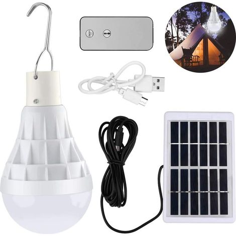 Solaire alimenté Ampoule Led, 12W Lampe Urgence Solaire rechargeable aveCôtélécommande pour extérieur, randonnée, Camping, tente de pêche-Fei Yu (1/5)