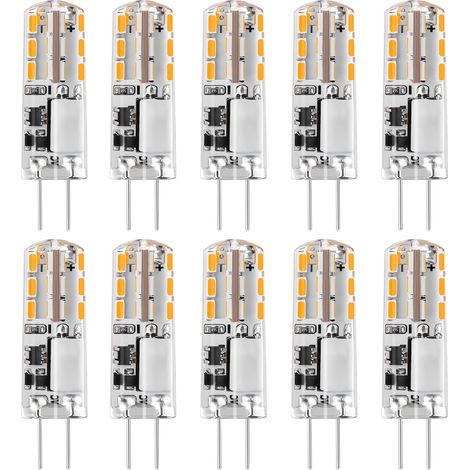 Ampoules LED G4 1,24 W - Remplace les ampoules halogènes de 20 W - Blanc chaud 3000 K 12 V AC/DC - 93 lm - Pas de scintillement - Intensité non variable,Lot de 10 [Classe énergétique C] (1/5)