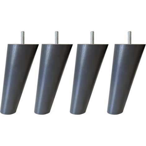 4 pieds scandinaves bois anthracite 15 cm