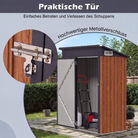 Metal Garden Shed 150x90.5x185 cm, Brown, Rustproof (1/5)