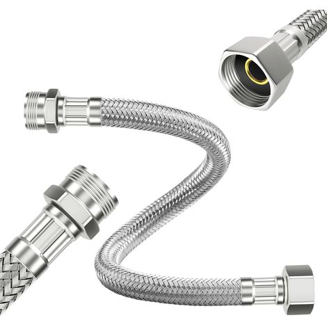 (2 Stück) 3/8"-Flexschlauch, 20 cm lange flexible Anschlussschläuche für 3/8" x 3/8"-Wasserhähne, flexible Schlauchverlängerung mit geflochtener Kordel (1/5)