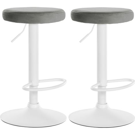2er Set Barhocker Ponte Samt grau Metall matt weiss