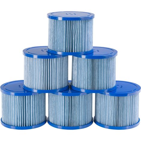 AREBOS Pool Filter 6 x Filter Cartridges Spa Whirlpool Antimicrobial Filter Blue