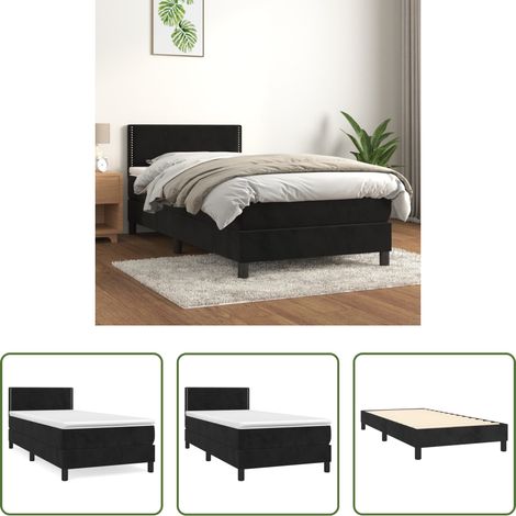 Matratze - Boxspringbett mit Matratze Schwarz 100x200 cm Samt (1/5)