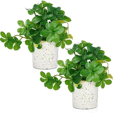 Plantes Artificielles en Pot Faux Schefflera 19 cm de Hauteur Arbre Parasol Imitation en Pot Blanc Petite Verdure d Interieur pour Maison Bureau Etagere Salle de Bain (1/5)