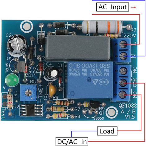 Automatisches Abschaltmodul mit Einschaltverzögerung (220 V Eingang) potentialfreie Kontakte, normalerweise offen und normalerweise geschlossen. (1/5)