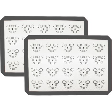 2 tapis de cuisson en silicone, forme d'ours/étoile/rond, 42x29,5 cm, antiadhésif, pour macarons et pâtisserie