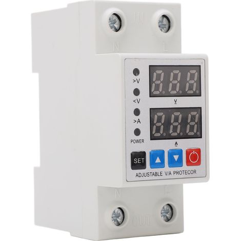 Dispositivo de protección contra sobretensión y subtensión, configuración de doble pantalla, pararrayos de sobrecarga y sobrecorriente 40 A 240 V – 300 V