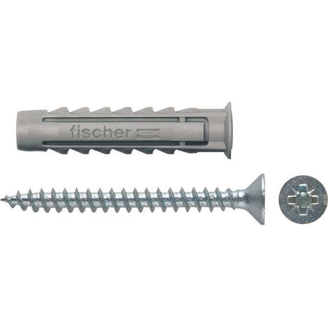 TASSELLO IN NYLON CON VITE SX-S- - ø mm.8x40 vite mm.5x50 - 50 pezzi FISCHER