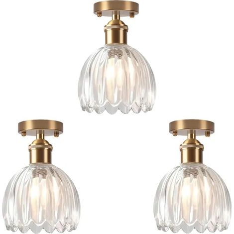 TOKTOP 3x Plafonniers Luminaire en Verre Moderne Créativité Fleur Lampe de Plafond Déco Éclairage de plafond E27 Lustre Suspension (1/5)