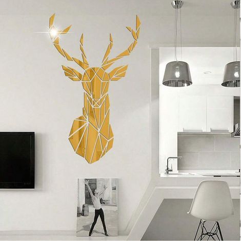 Adesivo da parete a specchio 3D, specchio acrilico autoadesivo per la decorazione d'interni fai da te (oro) (1/5)