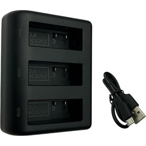 Trade-Shop Dreifach Akku-Ladegerät Ladestation USB Typ-C kompatibel mit DJI Osmo Action 3, 4, 5 Action-Kamera, BCX202, BCX204 (1/2)