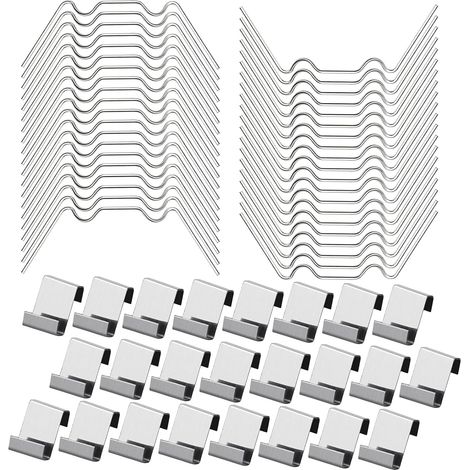 50 Pièces W et Z Clips pour Serre de Jardin en Verre Inoxydable,Polycarbonate Clips Kit de Réparation,Accessoires de Jardin pour Serres,Résistantes aux Tempêtes,pour Installation Fixe Verre Plaques (1/5)
