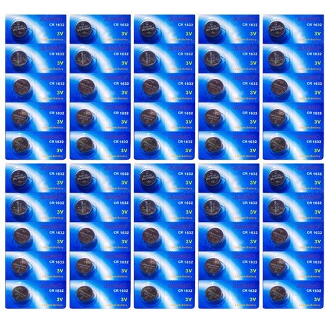 Lot de 50 Piles bouton plates lithium 3V type CR1632 compatibles BR1632/CR-1632/DL1632/DL 1632/DL-1632 - Juanio -