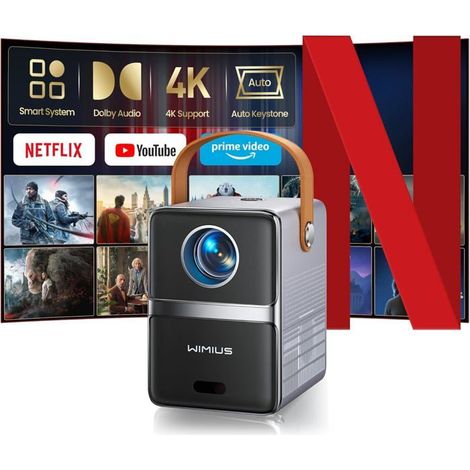 Mini Vidéoprojecteur - WIMIUS - P61 Pro 4K - Certifié Netflix - Bluetooth - 26000 Lumens (1/5)