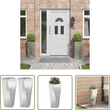 Terrassenpflanzer - Pflanzkübel 2 pcs Silber 30 x 30 x 75 cm Edelstahl (1/5)