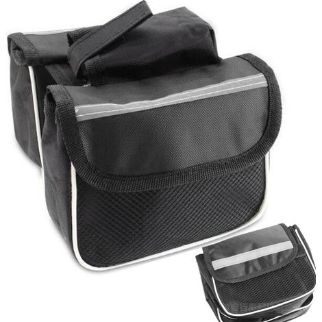 Bolsa para cuadro de bicicleta de dos compartimentos con reflector (1/5)