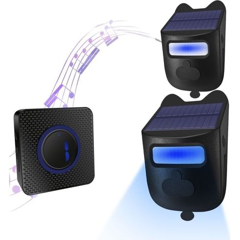Allarme solare per vialetto, sistema di allarme di sicurezza wireless a lungo raggio con rilevatore di movimento per esterni, composto da 1 ricevitore e 2 rilevatori. (1/5)