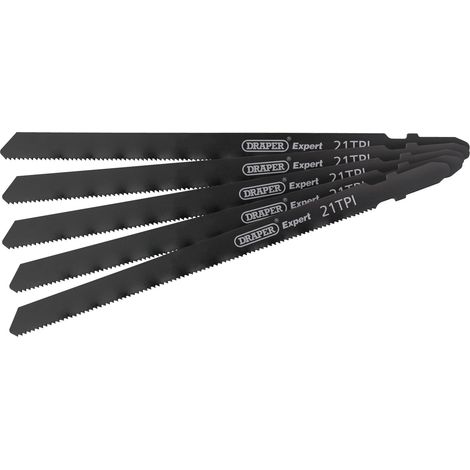 Draper 81732130mm DT318A Expert Jigsaw Blades Set – Black, 5-Piece Pack (1/5)