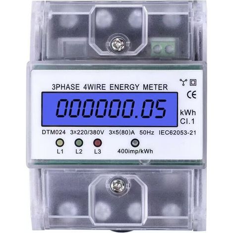 Compteur électrique numérique 220/380 V 5-80 A - Consommation d'énergie : 220/380 V - Compteur électrique numérique - Compteur CA 3 phases - 4 fils KWh - Compteur intermédiaire LCD pour systèmes (1/5)