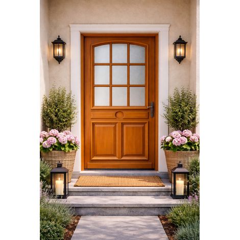 Porta d'ingresso in legno con vetrata Marine, H.215xL.90 cm, lato pannello P. sinistra, GD MENUISERIES