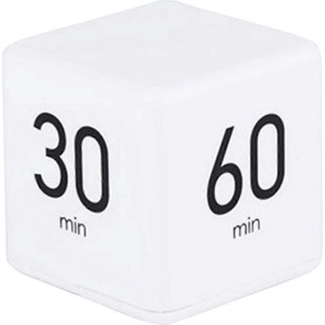 Minuteur Cube 2024 : 15, 20, 30 et 60 minutes pour une gestion optimale du temps (blanc). Minuteur de cuisine. Piles non incluses. (1/5)