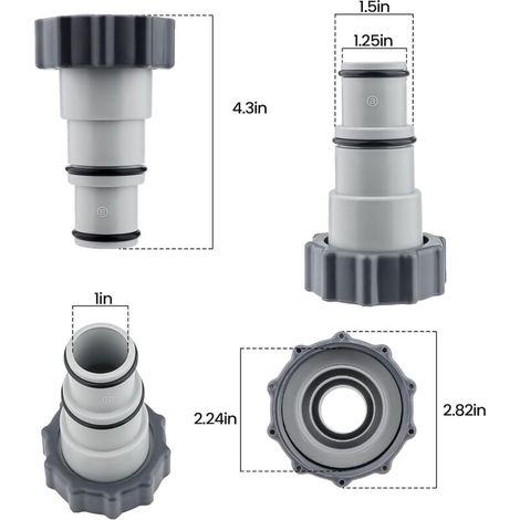 Adaptateur Tuyau Piscine 2 Pièce Raccord Piscine Adaptateurs Filetés Mâles pour Pompe de Vidange De Piscine, pour Tuyau de 1,5 Et 1,25" - Série A (1/4)