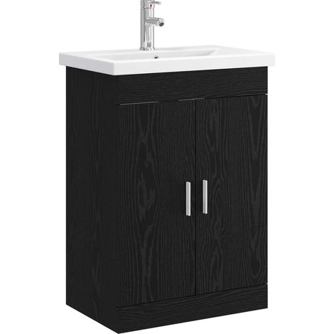 Badezimmermöbel-Set Schwarze Eiche 61 x 40 x 84,5 cm vidaXL