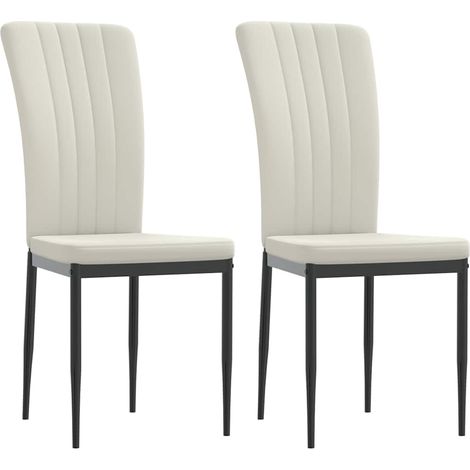 Maison Exclusive - Esszimmerstühle 2 Stk. Creme Samt (1/5)