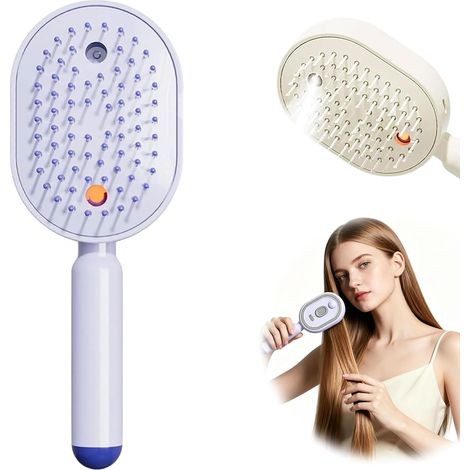 Brosse Lissante Vapeur Sans Fil pour Cheveux,2 en 1 Brosse Chauffante et Brumisatrice Massante,Rechargeable,Anti-Frisottis (1/5)
