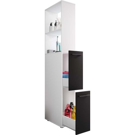 Ebuy24 – Meuble bas de salle de bain en bois – Dimensions H. 183 x L. 50 x P. 25 cm – 2 tiroirs – Surface facile à entretenir