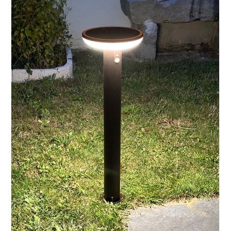 Borne extérieure LED solaire HALO, Noire, avec détecteur (1/4)