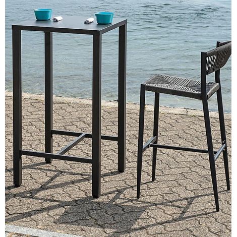 Tavolo alto in acciaio antracite 70x70 cm MALIGI HOME MG-ROSALINDA Antracite (1/3)